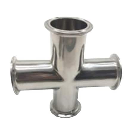 Cole-Parmer Fitting, 316L Stainless Steel, Cross, Sanitary Clamp Union, 1in 3070092